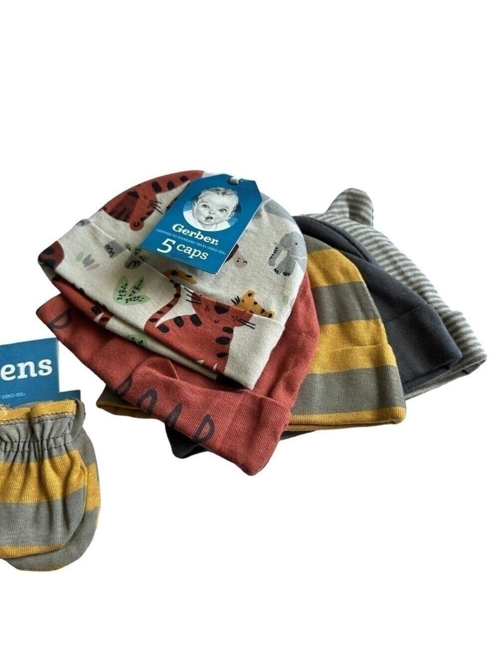 Gerber Baby 3-Pack Mittens 5-Pack Infant Hats‎ - Picture 3 of 6